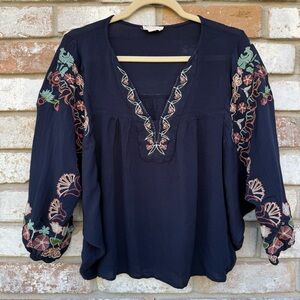 Promesa Navy Embroidered Top
